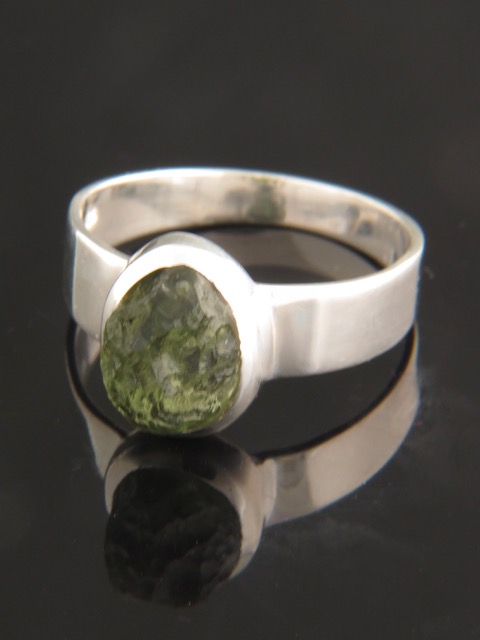 Raw Moldavite Ring - Sterling Silver - MV106R