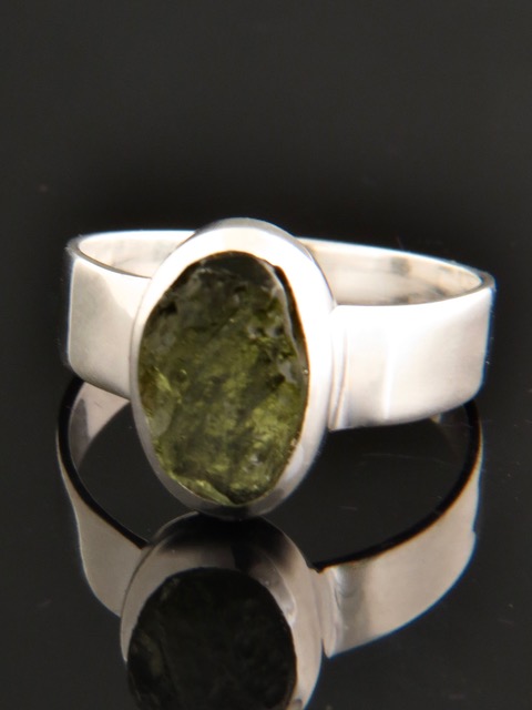 Raw Moldavite Ring - Sterling Silver - MV104R
