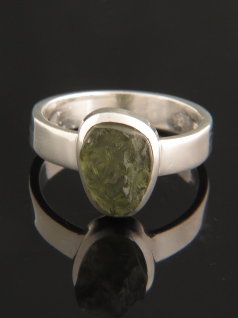 Raw Moldavite Ring - Sterling Silver - MV102R