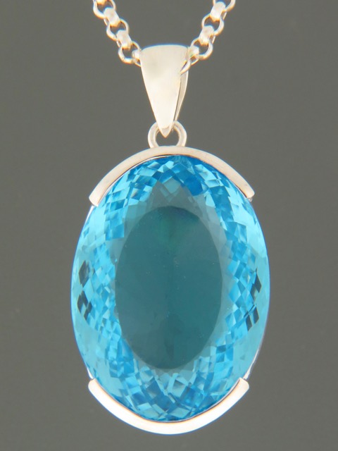 Blue Topaz Pendant - Sterling Silver - BT353