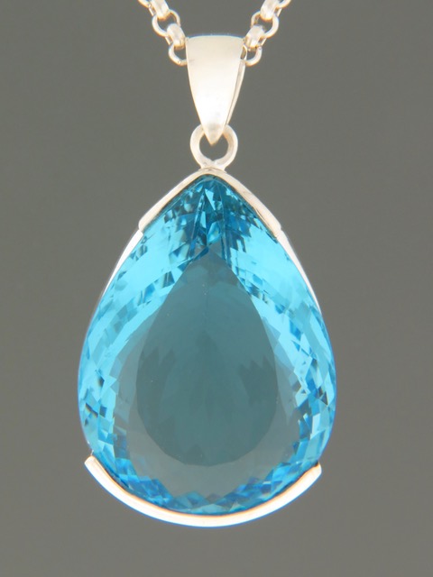 Blue Topaz Pendant - Sterling Silver - BT354