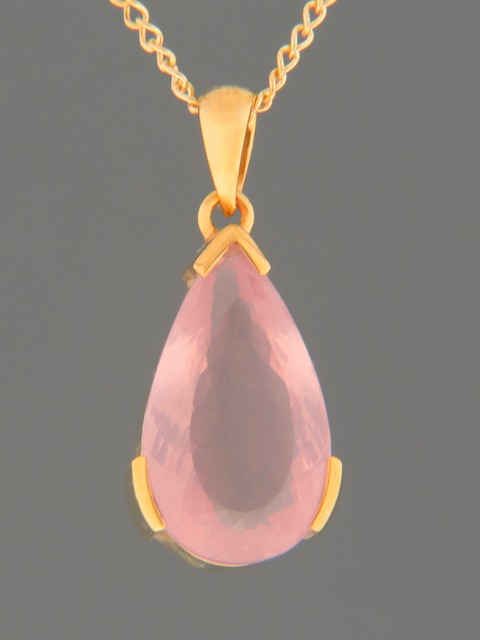 Rose Quartz Pendant - Gold Vermeil - RQ314GV