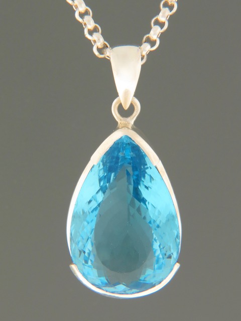 Blue Topaz Pendant - Sterling Silver - BT351