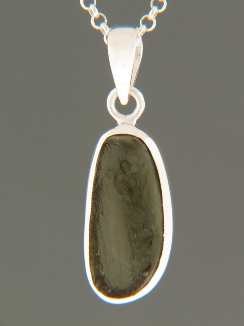 Raw Moldavite Pendant - Sterling Silver - MV310
