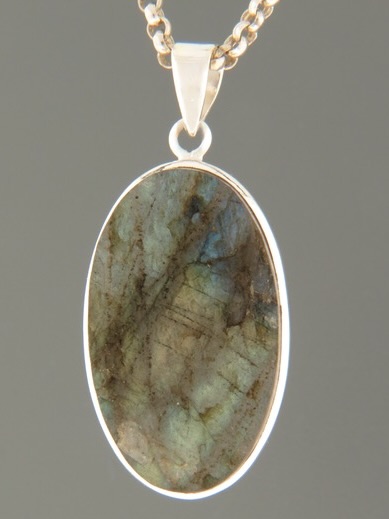 Raw Labradorite Pendant - Sterling Silver - LAB306
