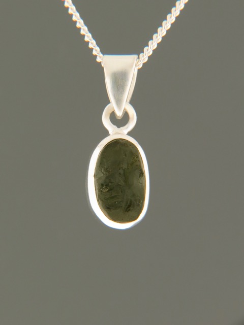 Raw Moldavite Pendant - Sterling Silver - MV311