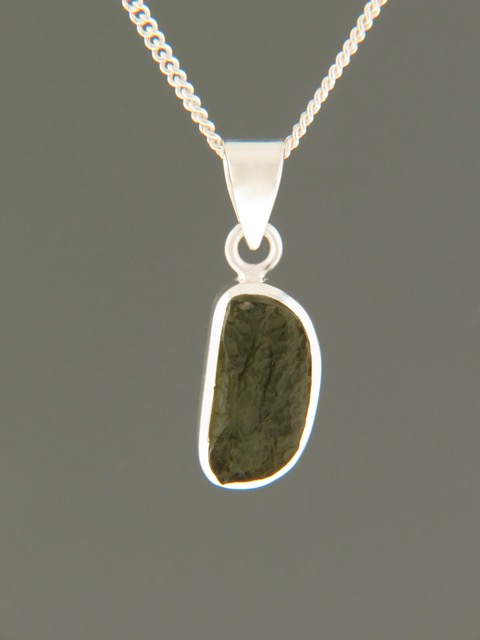 Raw Moldavite Pendant - Sterling Silver - MV304