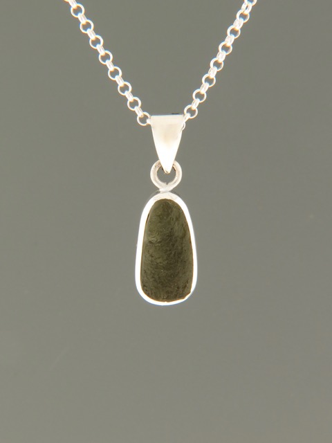 Raw Moldavite Pendant - Sterling Silver - MV315