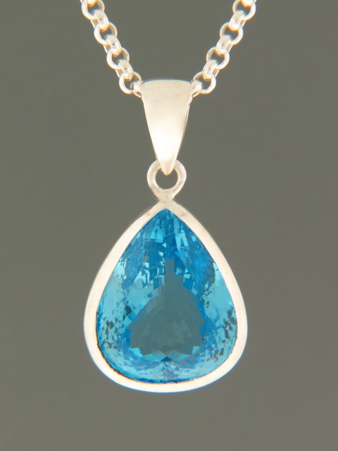 Blue Topaz Pendant - Sterling Silver - BT363