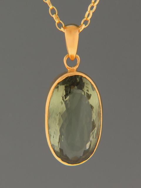 Green Amethyst (Prasiolite) Pendant - Gold Vermeil - PRA313GV
