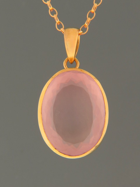 Rose Quartz Pendant - Gold Vermeil - RQ304GV