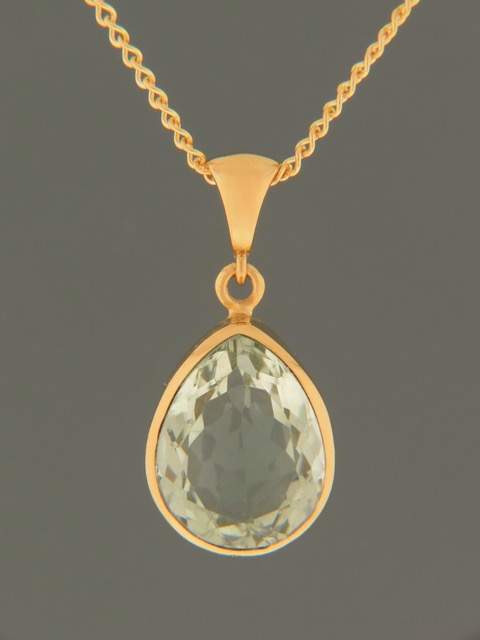 Green Amethyst (Prasiolite) Pendant - Gold Vermeil - PRA314G
