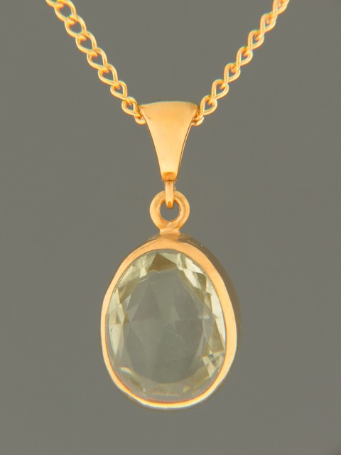 Green Amethyst (Prasiolite) Pendant - Gold Vermeil - PRA303GV