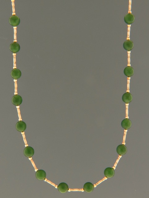 Jade Necklace - A+ Grade 6mm round stones with twist beads - J044A+