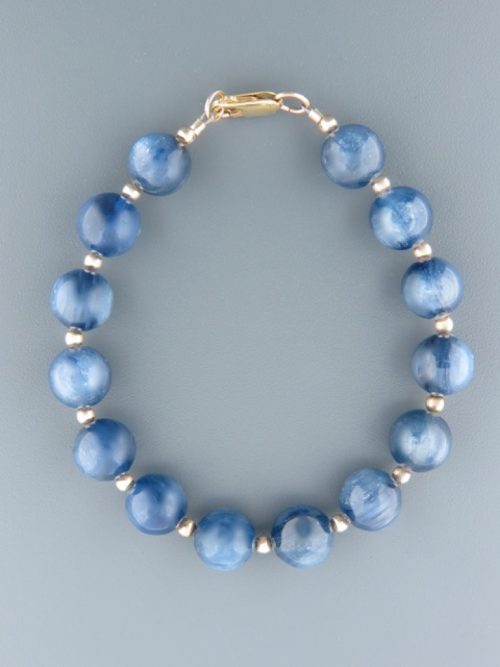 Kyanite Bracelet - 10mm stones with Gold beads - K905
