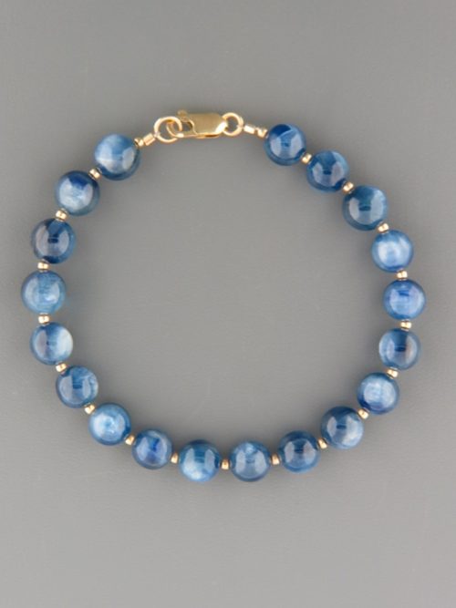 Kyanite Bracelet - 8mm round stones with 2mm round beads - K908