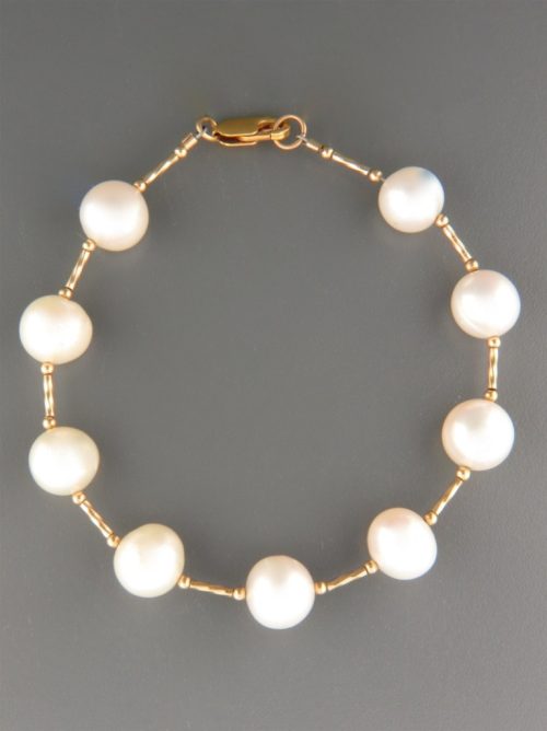 10mm Pacific Pearl Bracelet with gold twist beads - YP10HB