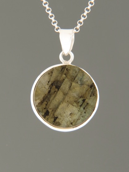 Raw Labradorite Pendant - Sterling Silver - LAB311