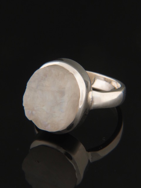 Raw Moonstone Ring - Sterling Silver - MS109R