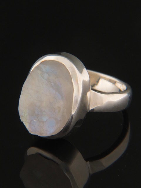 Raw Moonstone Ring - Sterling Silver - MS108R