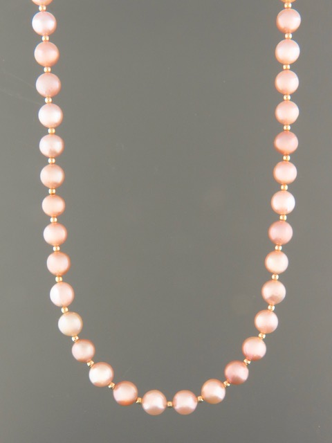 6mm pink pacific pearls with round Gold beads - YP62N