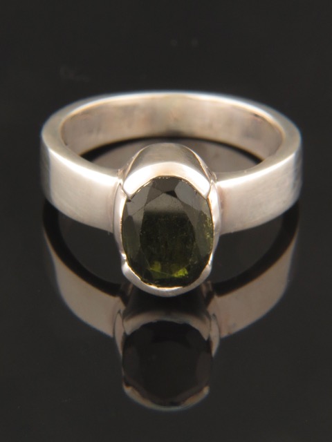 Green Tourmaline Ring - Sterling Silver - T109R