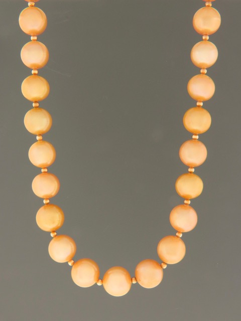 12-14mm Champagne Pacific Pearls with Gold beads - Y012