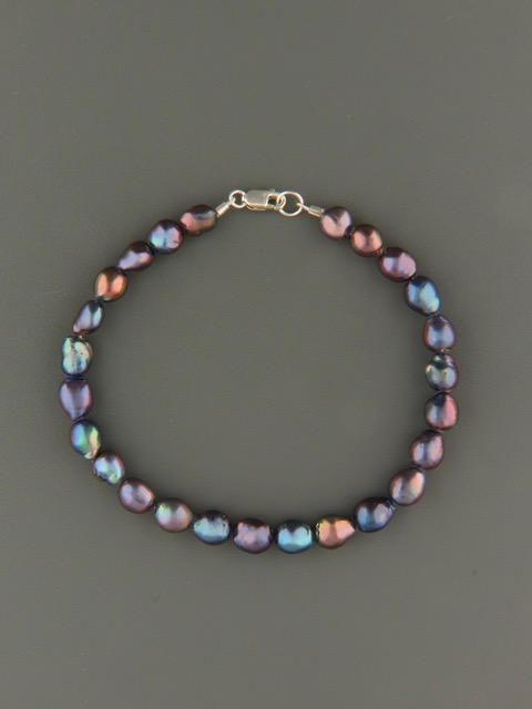 dark baroque pacific pearl bracelet - YDBQB