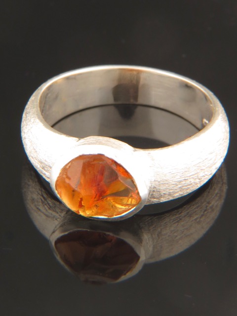 Raw Orange Tourmaline Ring - Sterling Silver - T108R