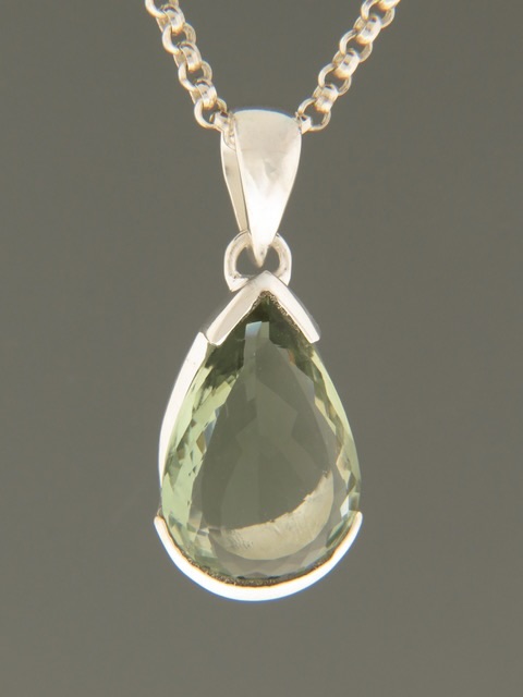 Green Amethyst (Prasiolite) Pendant - Sterling Silver - PRA306