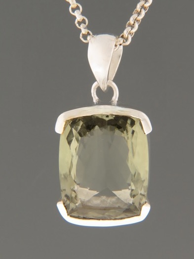 Green Amethyst (Prasiolite) Pendant - Sterling Silver - PRA311
