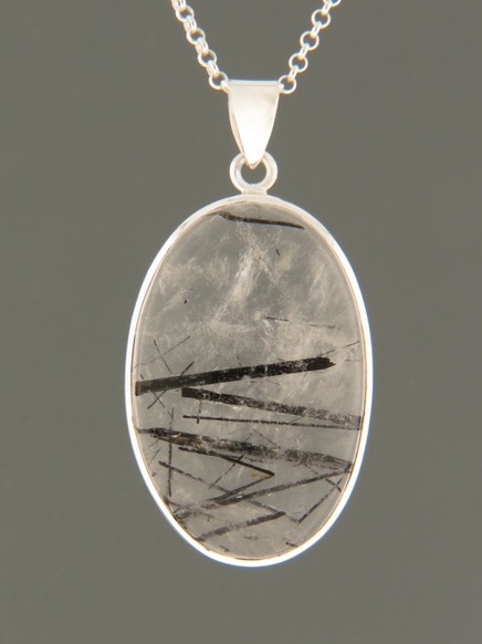 Tourmalinated Quartz Pendant - Sterling Silver - TQZ307