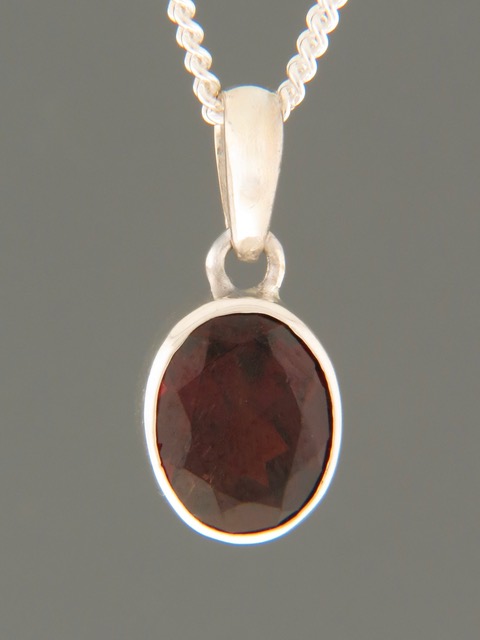Garnet Pendant - Sterling Silver - G321