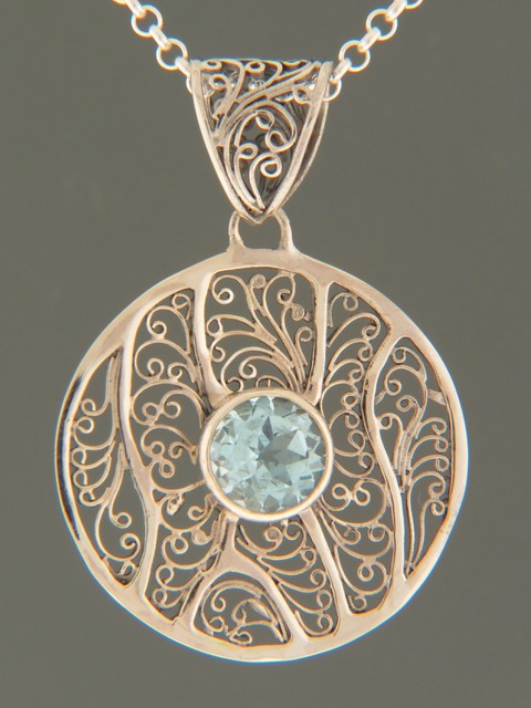 Blue Topaz Pendant - Sterling Silver - BT344