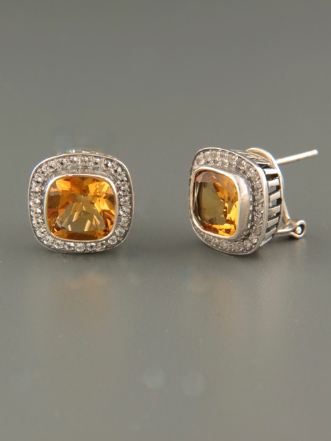 Citrine Earrings - Sterling Silver stud - C551