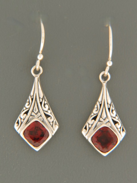 Garnet Earrings - Sterling Silver - G553
