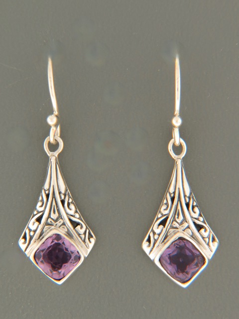 Amethyst Earrings - Sterling Silver - A553