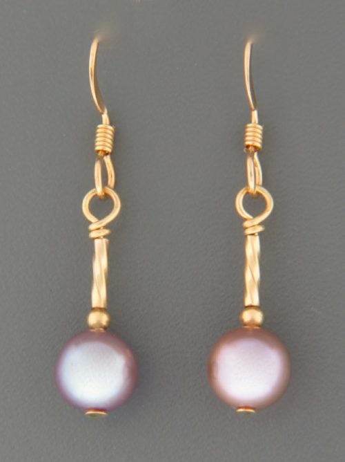 7mm Pink Pacific Pearl Earrings - 14ct Gold Filled - YP7HG