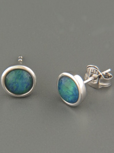 Opal Earrings - Sterling Silver stud - OP500G
