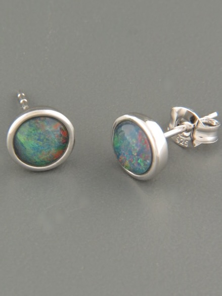 Opal Earrings - Sterling Silver stud - OP500P