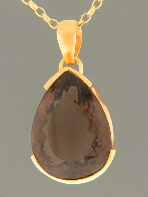 Smokey Quartz Pendant - Gold Vermeil - SQ322GV