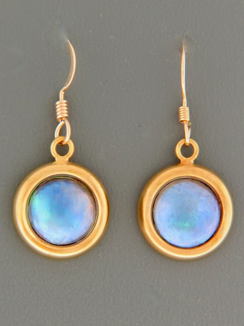 Blue Pearl Earrings - Gold Vermeil - 10mm Pearls - PP504GV
