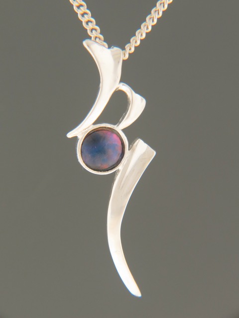 Blue Pearl Pendant - Sterling Silver - 6mm Pearl - PP326