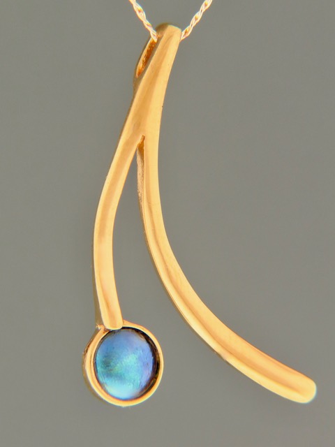 Blue Pearl Pendant - Gold Vermeil - 6mm Pearl - PP341GV