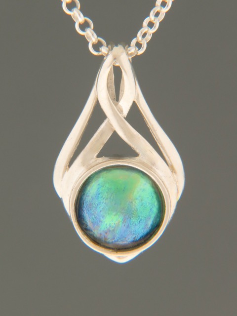 Blue Pearl Pendant - Sterling Silver - 10mm Pearl - PP308
