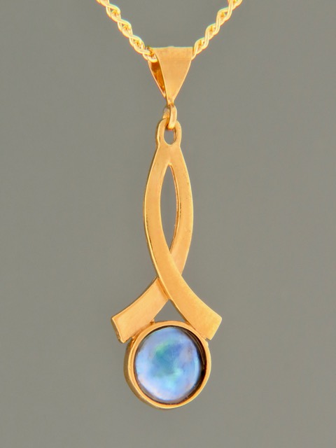 Blue Pearl Pendant - Gold Vermeil - 8mm Pearls - PP323GV