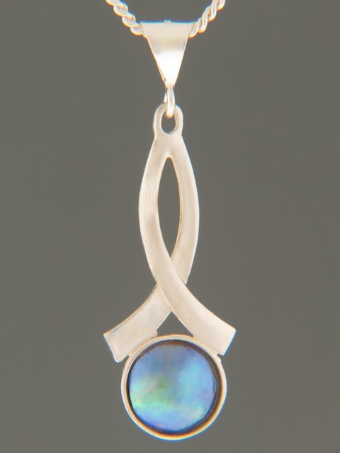 Blue Pearl Pendant - Sterling Silver - 8mm Pearl - PP316