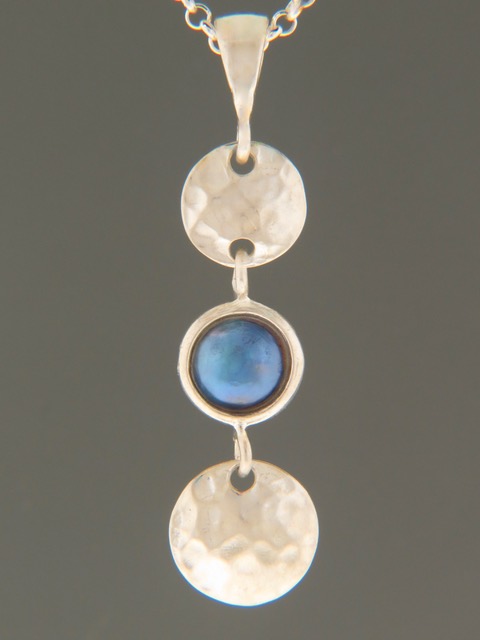 Blue Pearl Pendant - Sterling Silver - 8mm Pearl - PP322