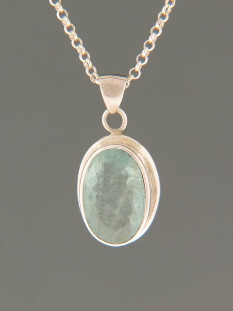 Aquamarine Pendant - Sterling Silver - AQ303