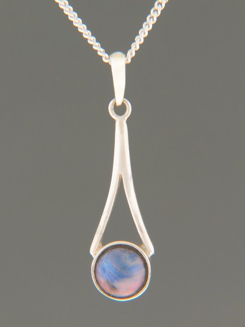Blue Pearl Pendant - Sterling Silver - 8mm Pearl - PP304